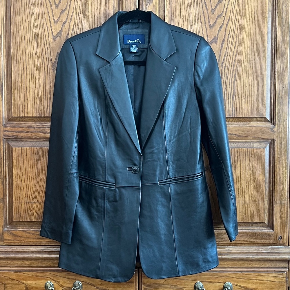 Denim & Co. Black Leather Blazer
